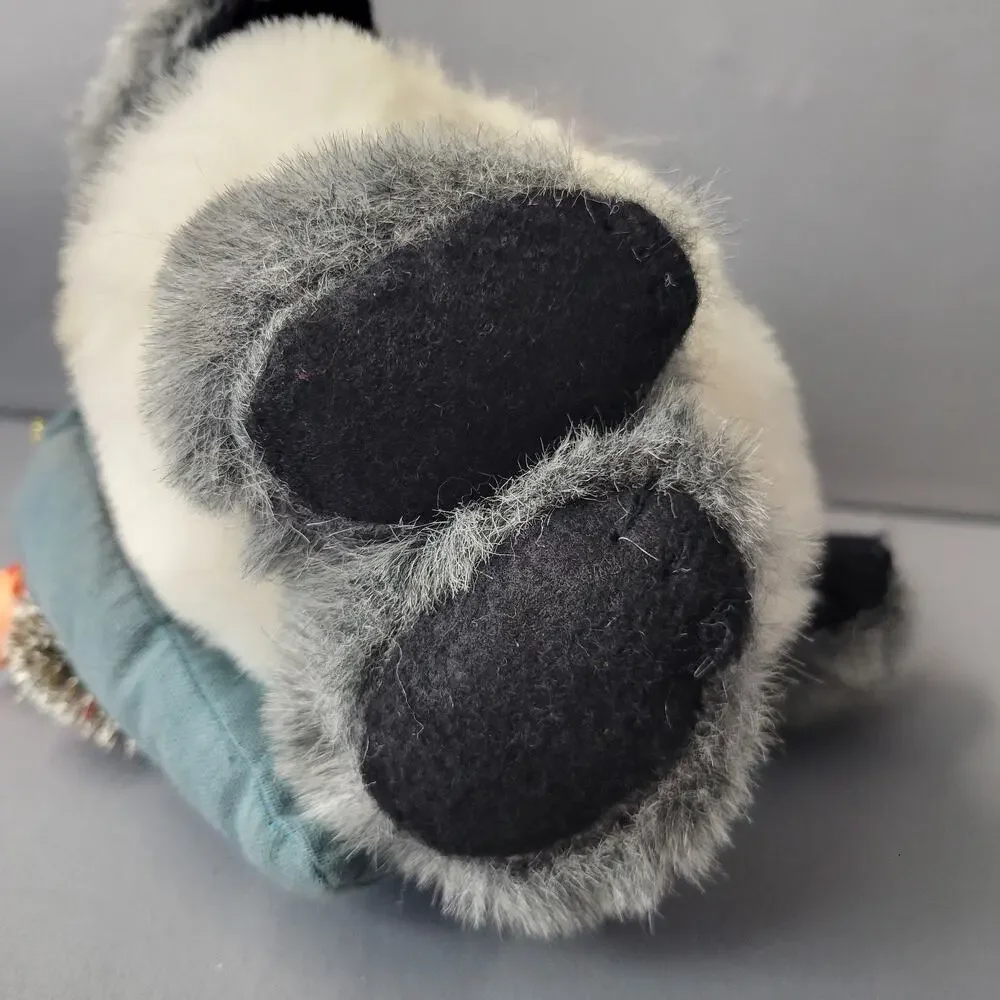 Vintage 80's Christmas Santa Bear Plush Gray 11
